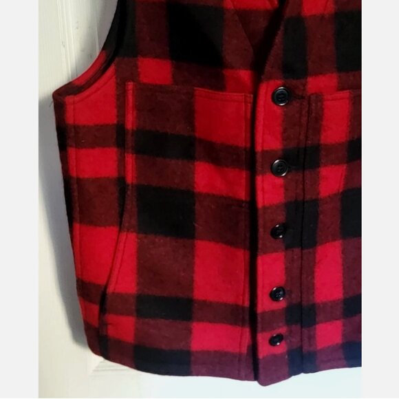Vintage Filson USA Mackinaw Wool Hunting Vest Men 38 Red Buffalo Plaid Style 20 - Picture 3 of 10
